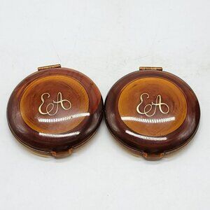 Elizabeth Arden Vintage Transparent Pressed Powder Brown Compacts Lot of 2